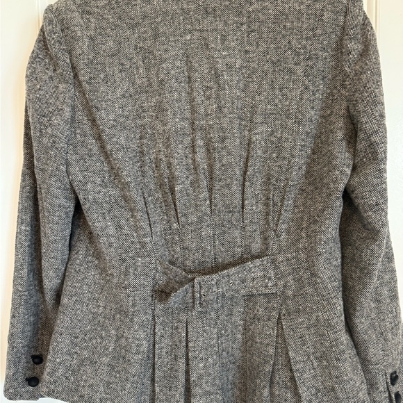 VINTAGE Gray Women's Blazer Jacket Black Velvet Details - Size 10 - Picture 4 of 9